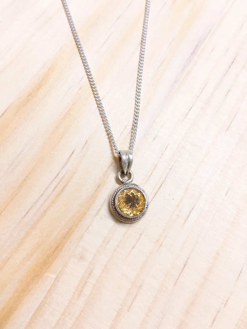黃水晶 吊墜 項鍊 尼泊爾 手工製 925純銀材質 - 項鍊 - 寶石 