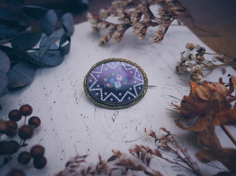 法國古董銀星彩繪胸針—歐洲古董首飾 Vintage Jewelry - 胸針 - 其他材質 