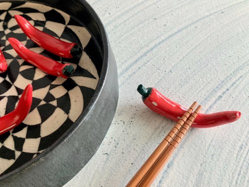 豊かな唐辛子陶器箸置き_陶器箸置き - ショップ shuyipottery 箸