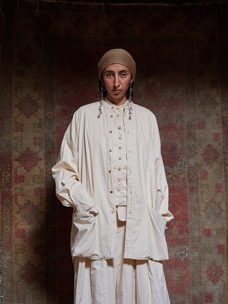 日系復古 純棉男裝襯衫 休閒襯衣 - 女襯衫 - 其他材質 白色