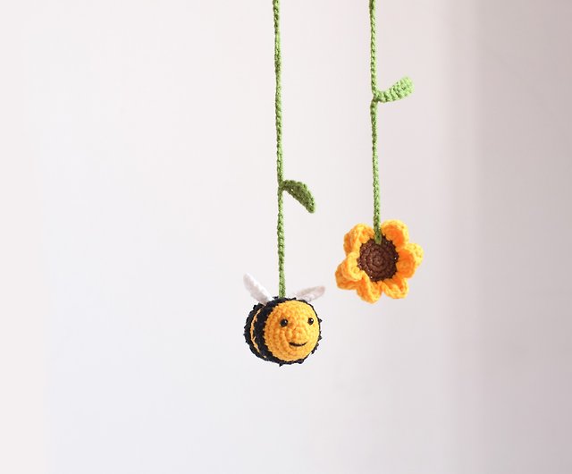 bee car accessories for women, bumblebee rear view mirror accessories  sunflower - Shop CrochetToysKsu Stuffed Dolls & Figurines - Pinkoi