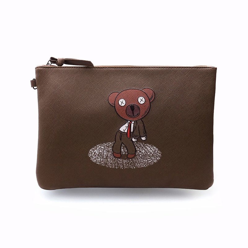 Sigema coated-canvas pouch by Flying Mouse 365 design - Bean - กระเป๋าคลัทช์ - หนังเทียม สีนำ้ตาล