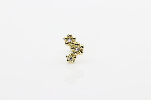 CHARIS GRACE 純14K Triple Flower Piercing 小花造型鎖珠耳環(單個)