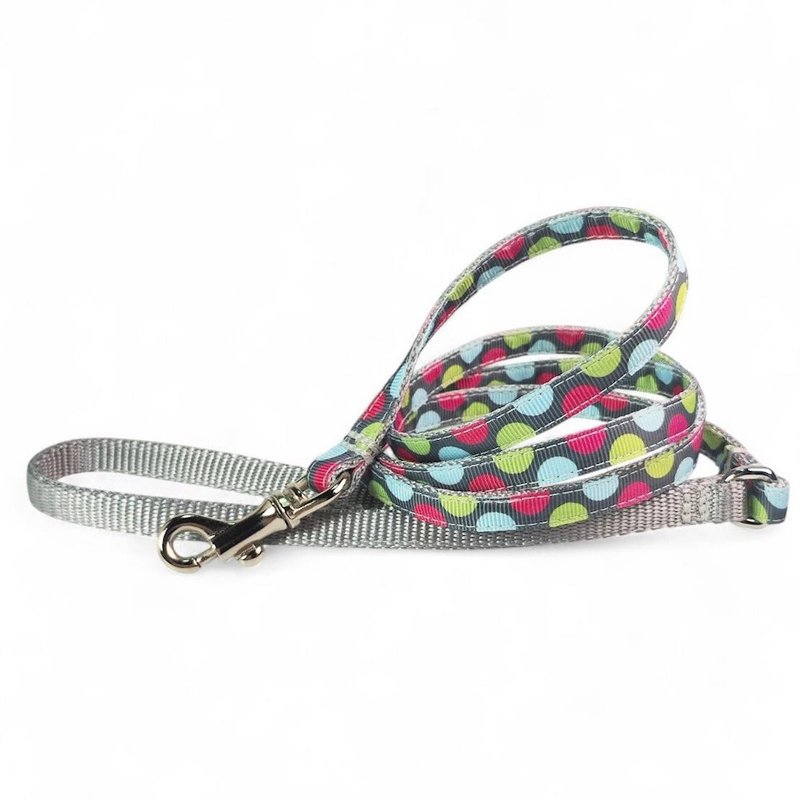 Pastel Puppy Dot Pink【パステルパピードットピンク】MontanaDogオリジナルリード - 項圈/牽繩 - 防水材質 灰色