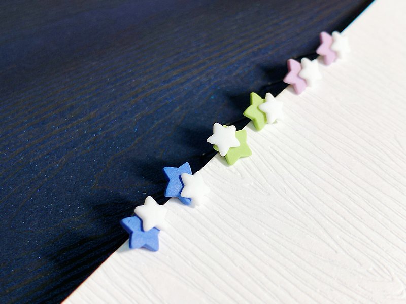 Handmade Ceramic Tiny Star Stud Earrings - ต่างหู - ดินเผา หลากหลายสี