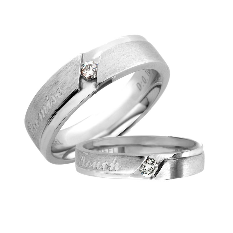 夢の実現ダイヤモンドホワイトスチール結婚指輪（価格を上げることなくリングを増やす）（単独で購入してデザイナーに連絡することができます） - ペアリング - ダイヤモンド シルバー