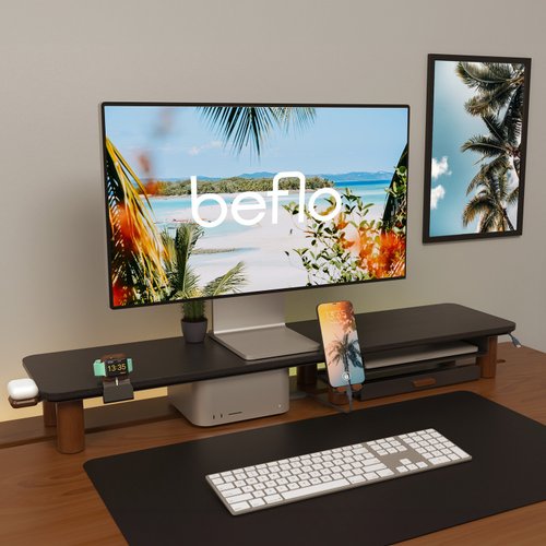 beflo 臺灣 beflo Plateau 迷霧黑桌上抽屜層架、電腦螢幕架