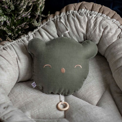 Cot and Cot Musical toy lullaby teddy bear pillow for baby - Dark Green nursery mobile
