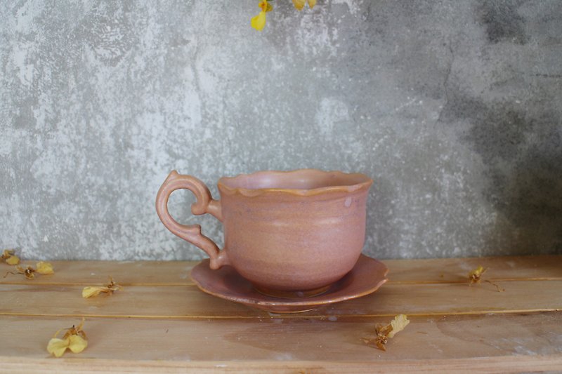 lelecoco .Pink Galaxy European Style Tea Cup_Coffee Cup Set-Matte Glaze/Pure Handmade Ceramics - Mugs - Porcelain Pink