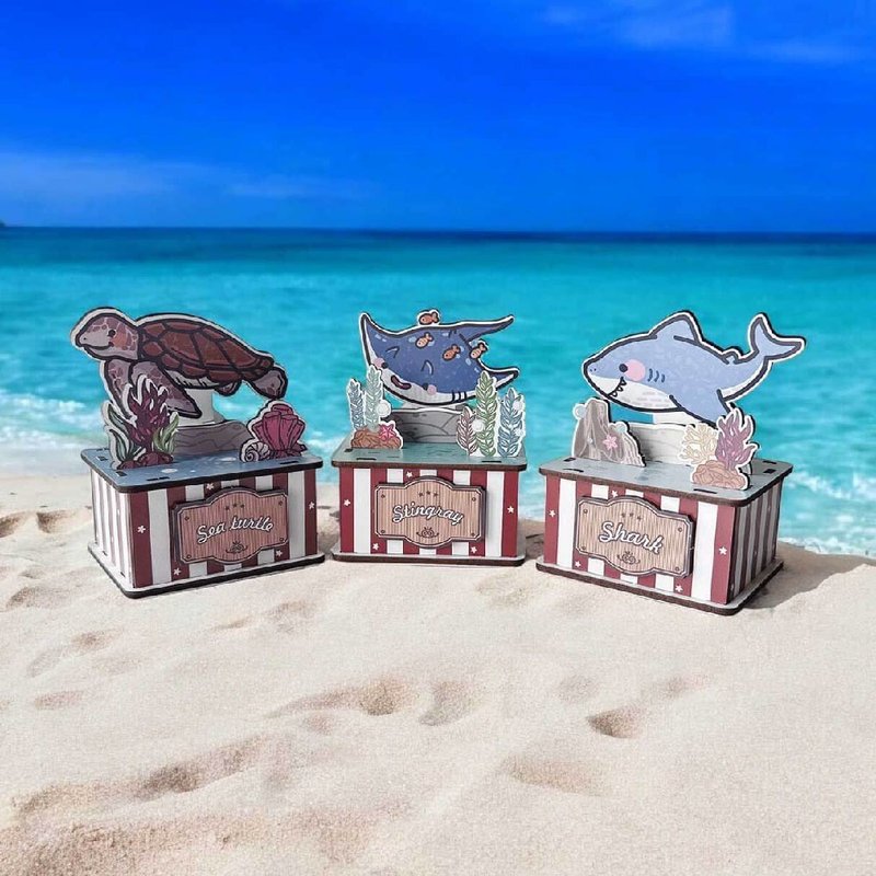 【DIY手作】海洋小夥伴 轉轉音樂鈴 音樂盒  紀念品 聖誕禮物 - 擺飾/家飾品 - 木頭 紅色