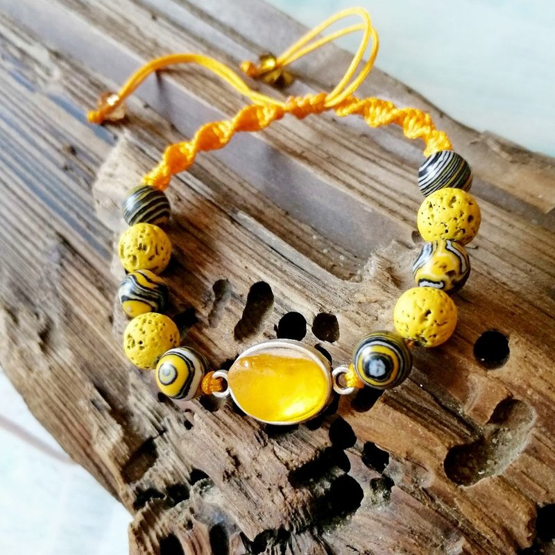 Yellow sea glass bracelet.Gift for sea glass lover.Autumn sea glass bracelet - 手鍊/手環 - 玻璃 黃色