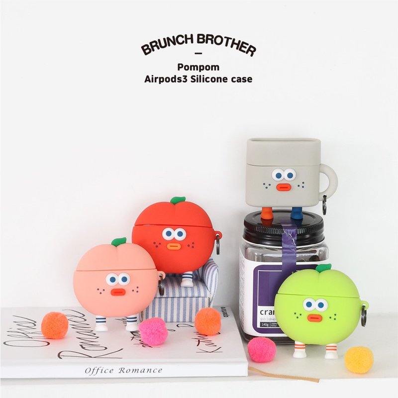 Romane Brunch brother PomPom Airpods3 Case - ที่เก็บหูฟัง - ซิลิคอน 