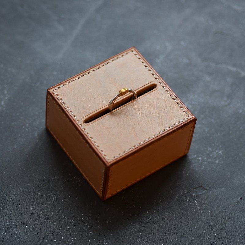 Leather Wedding Ring Box Ring Box Leather Wedding Proposal Wedding Proposal Ring Box - General Rings - Genuine Leather Khaki