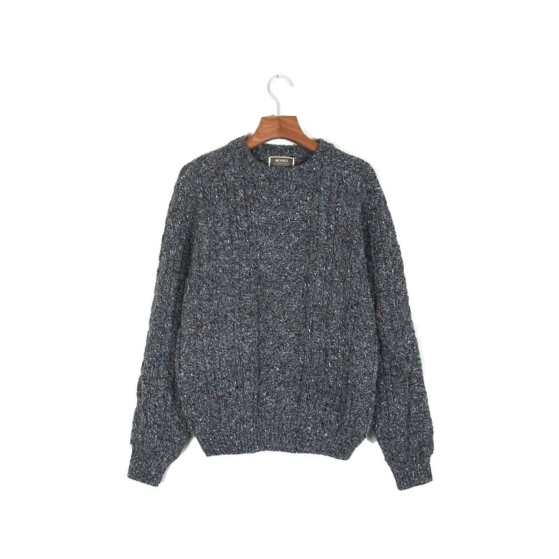 Ancient】 【egg plant stone wash snowflake coarse knit twist with a vintage sweater - สเวตเตอร์ผู้ชาย - ขนแกะ สีเทา
