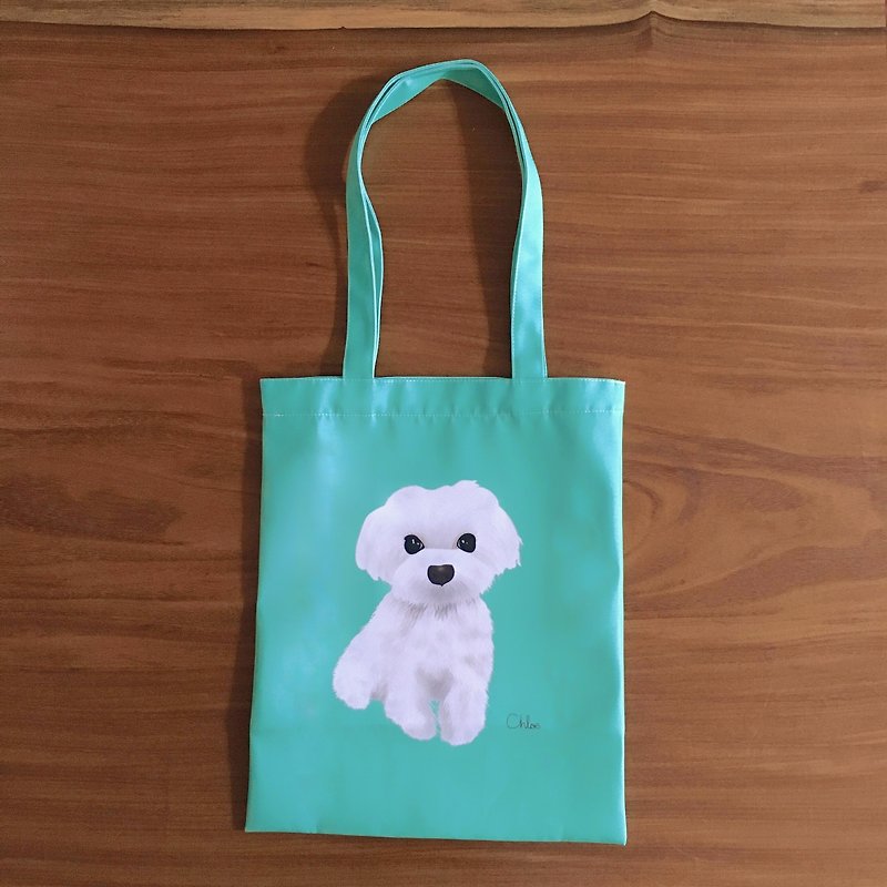 Wang Meow Canvas Bag-Maltese - Handbags & Totes - Polyester Green