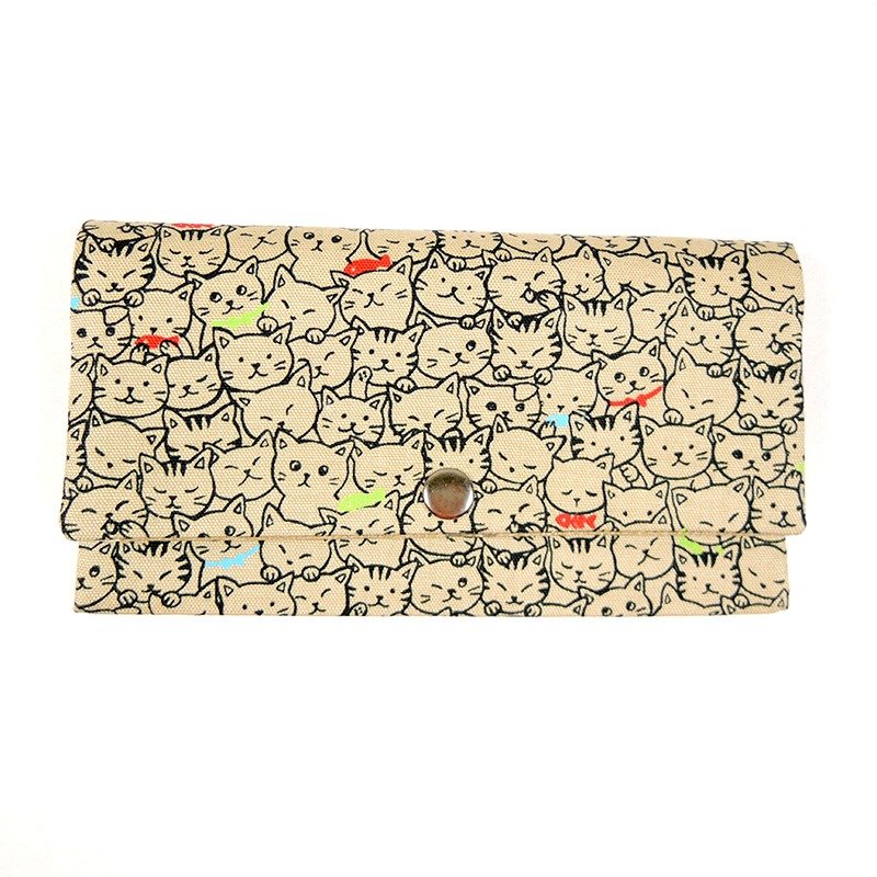 Passbook red envelopes of cash Pouch - Cute cat - กระเป๋าใส่เหรียญ - ผ้าฝ้าย/ผ้าลินิน สีนำ้ตาล