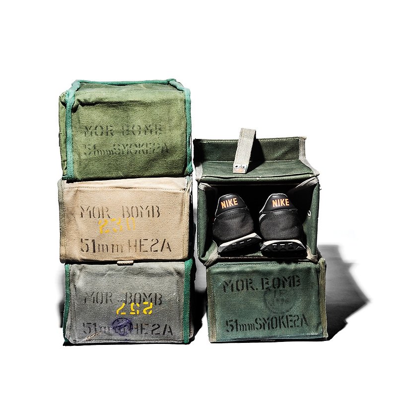 VINTAGE EQUIPMENT BOX  軍事風多功能收納盒 - 收納箱/收納用品 - 棉．麻 卡其色