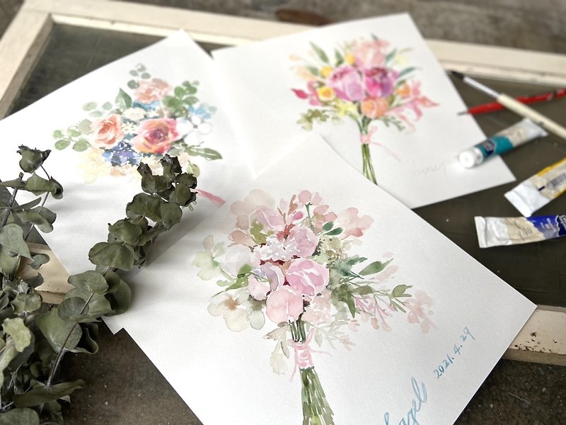 Blessing Watercolor Korean Bouquet / Watercolor Rendering-Teacher Hazel - วาดภาพ/ศิลปะการเขียน - กระดาษ 