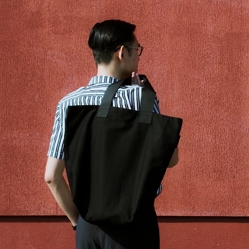 Canvas Shoulder Bag-Black/Large Capacity Tote Bag/Lightweight Handy Side Backpack/Zipper Super Safe - กระเป๋าแมสเซนเจอร์ - ผ้าฝ้าย/ผ้าลินิน สีดำ