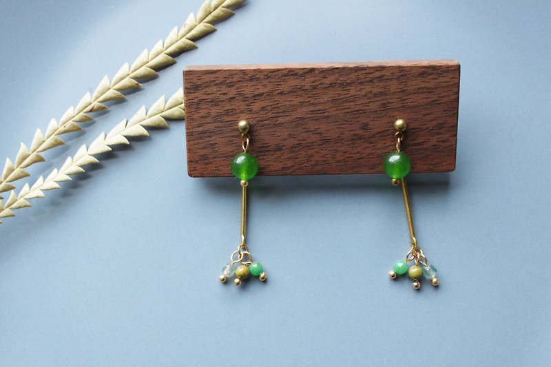 Fruit - earring  clip-on earring - Earrings & Clip-ons - Copper & Brass Green