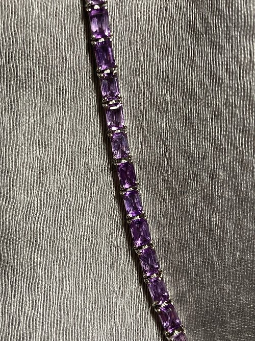 Nellie 奈爾里 天然 方形 紫水晶 手鍊 印度製 925純銀