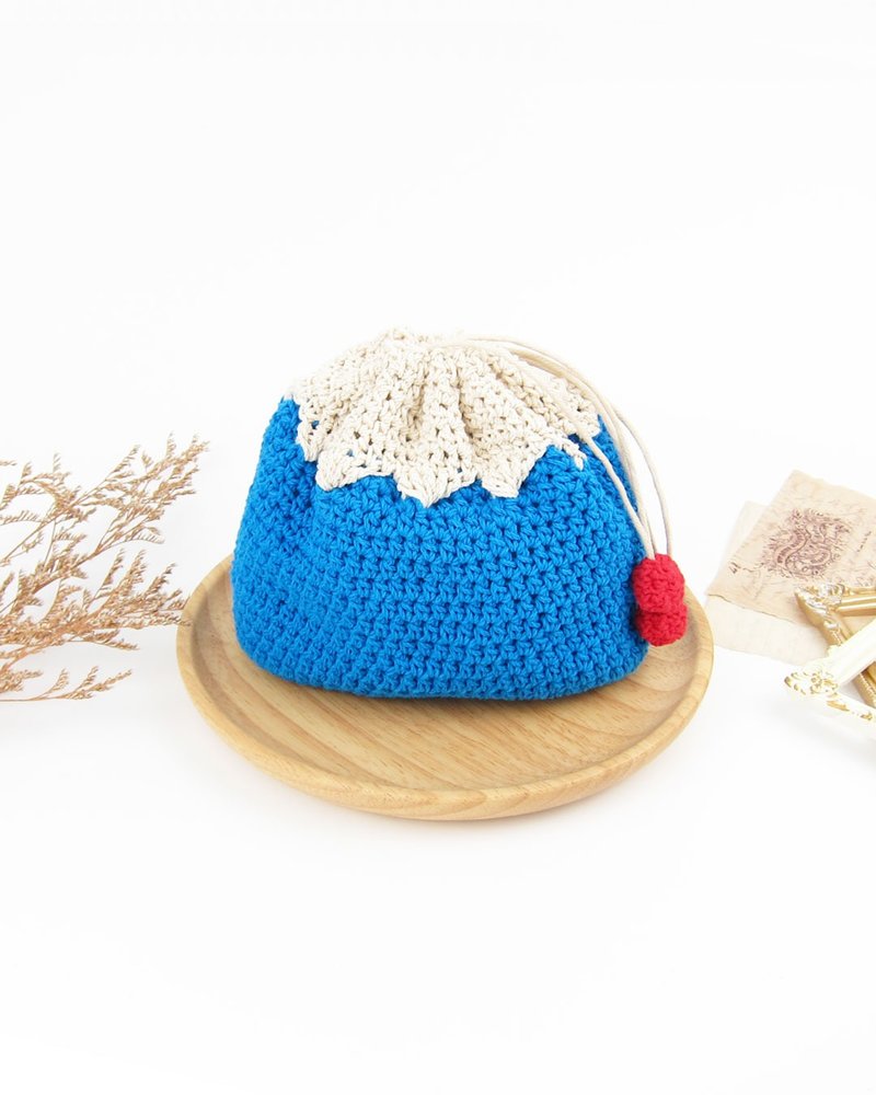 charlene1224專屬客製。富士山束口袋特殊尺寸 - 化妝包/收納袋 - 棉．麻 藍色