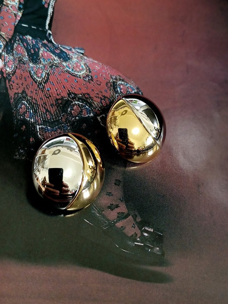 vintage jewelry  Monet 經典金銀雲形雙色 夾式耳環 - 耳環/耳夾/耳骨夾 - 其他金屬 