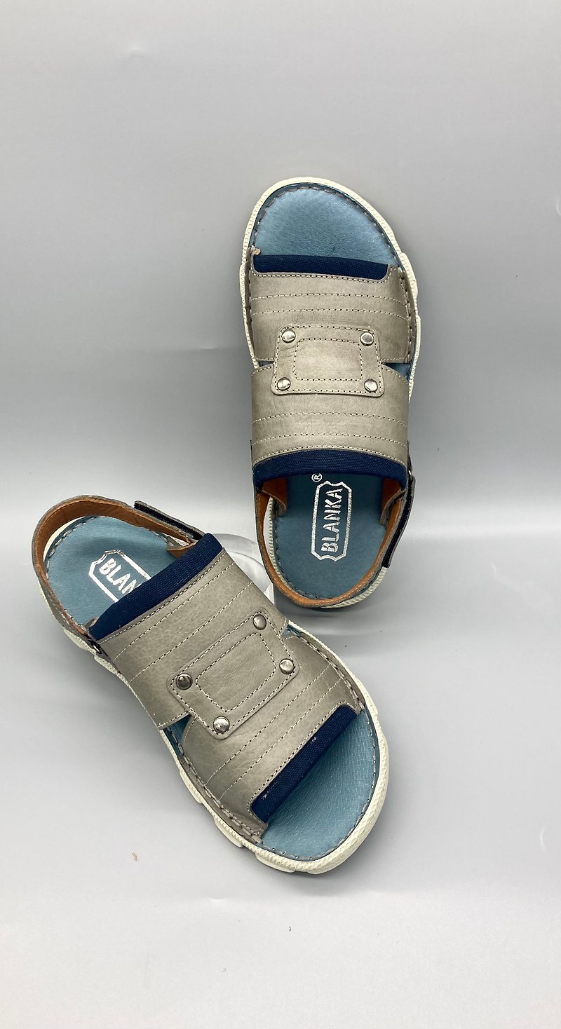 2303 Lightweight gray personalized leather sandals hand-stitched spot special offer area - รองเท้ารัดส้น - หนังแท้ สีนำ้ตาล