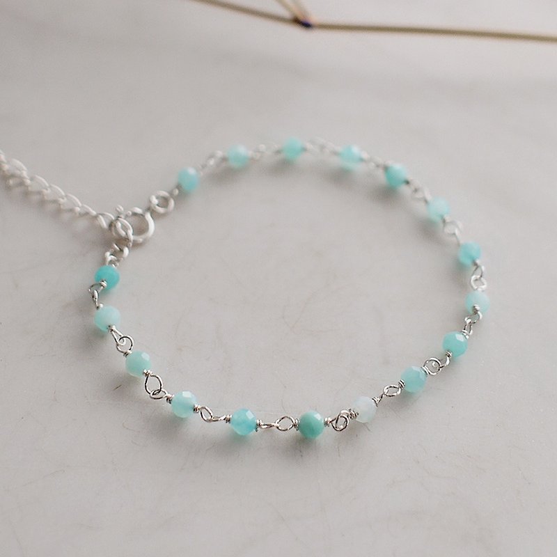 Tianhe Stone bead curtain sterling silver bracelet | energy crystal natural stone beaded 925 Silver girlfriend birthday gift - Bracelets - Semi-Precious Stones Green