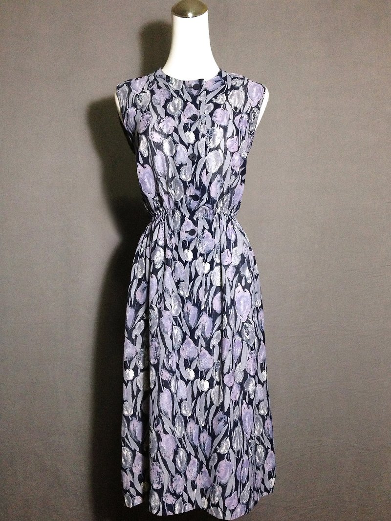 Ping-pong vintage [vintage dress / sleeveless vintage tulip dress] abroad back VINTAGE - ชุดเดรส - เส้นใยสังเคราะห์ สีน้ำเงิน