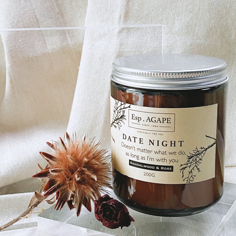 EP.3 Date Night - Six Steps of Love | Sandalwood Rose 200G - เทียน/เชิงเทียน - ขี้ผึ้ง สีกากี