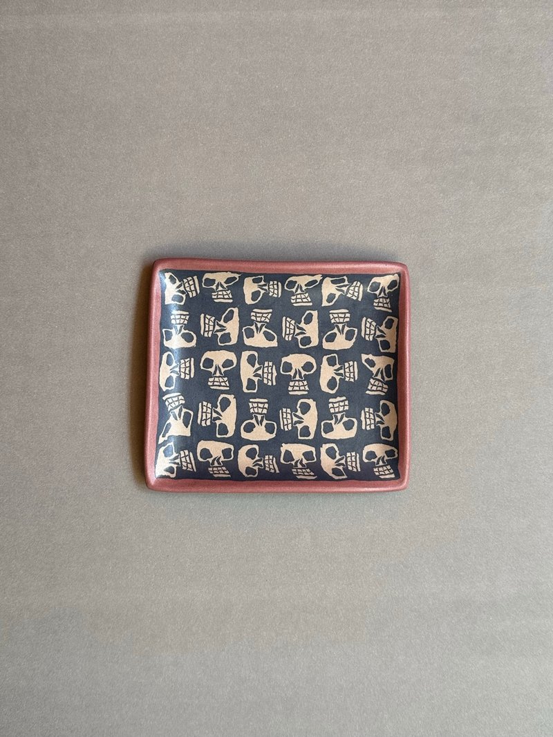 絞胎瓷盤一骷髏 - 刀叉/湯匙/餐具組 - 瓷 灰色