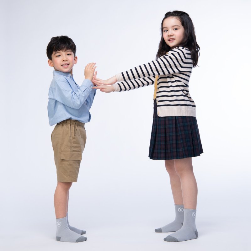 Coolmax kids socks- Moon Grey - ถุงเท้า - ไฟเบอร์อื่นๆ สีเทา