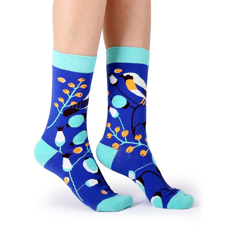 Viken Plan棉襪男女襪子四季通用VP短襪個性時尚花色彩色叢林鳥 - 襪子 - 棉．麻 
