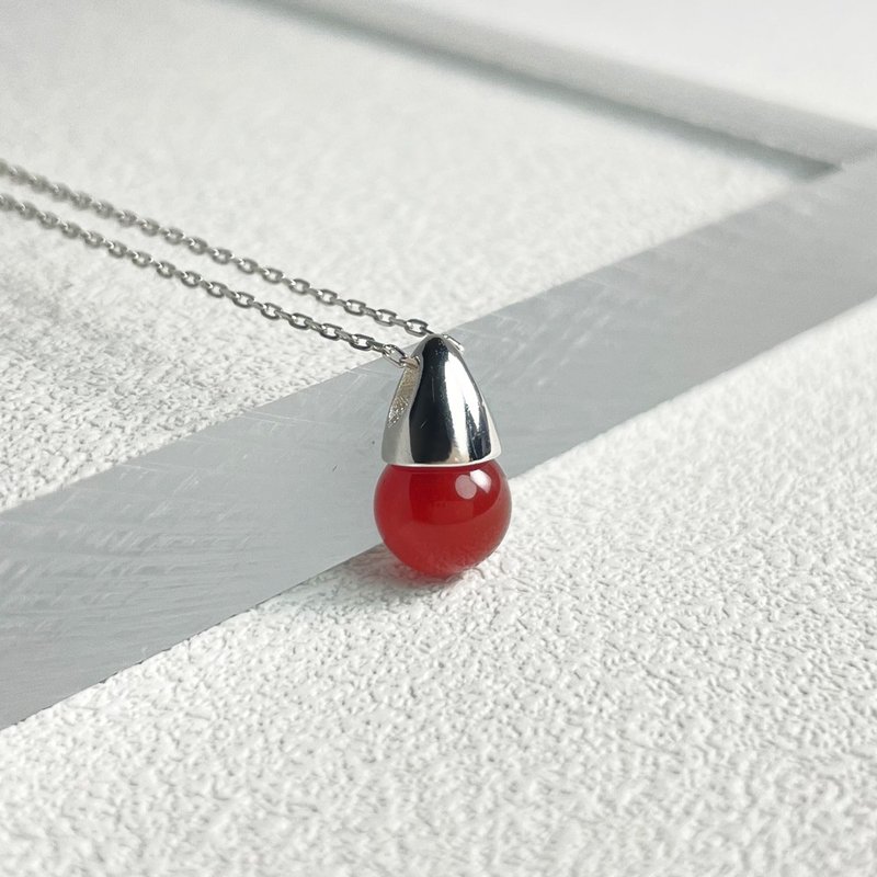 Genie925 | sterling silver necklace with Red Agate - Necklaces - Crystal Red