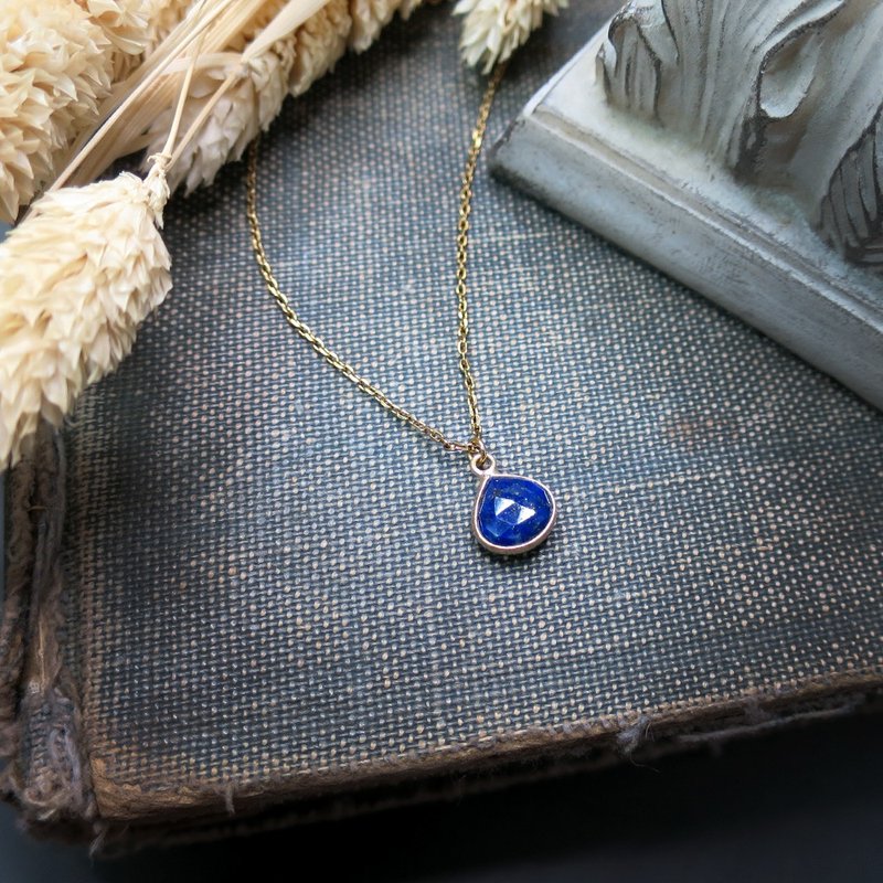 VIIART. Colored glass cyanosis. Lapis Lazuli Outsourcing Silver Plated 18K Antique Gold Necklace | September Birthstone Clavicle Chain - Necklaces - Semi-Precious Stones Blue