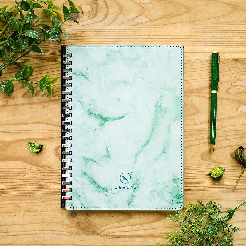 Affection。A5 Removable Binder Notebook with Plastic Slide - Marble Green - Notebooks & Journals - Paper Green