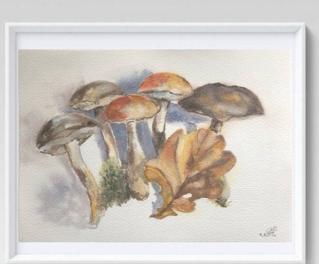 淡い幻想きのこの水彩(原画) 幻想的な森のキノコ 水彩画 絵手紙 原画 - メルカリ