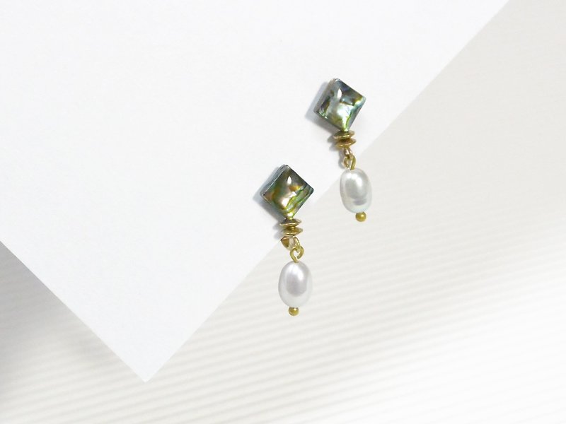 2017AW - Autumn pendulum - magic color shell and flash gray pearl clip-style earrings - ต่างหู - เครื่องเพชรพลอย หลากหลายสี