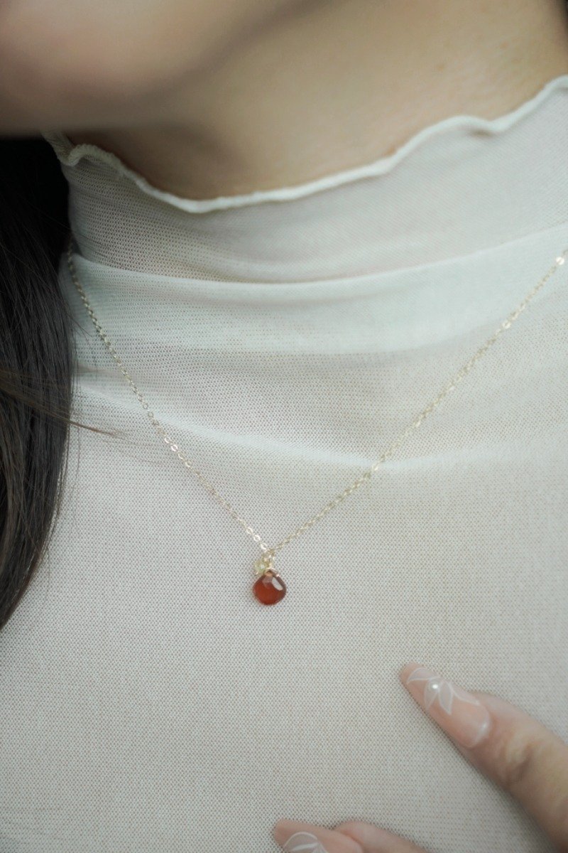 AAA石榴石&黃水晶項鍊 SV925/ 14KGF - 項鍊 - 水晶 紅色
