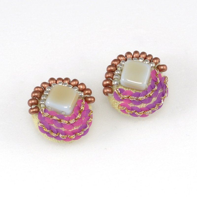 tiny circle and swing beads earrings,statement earrings,beaded earrings 1 - ต่างหู - พลาสติก สีเหลือง