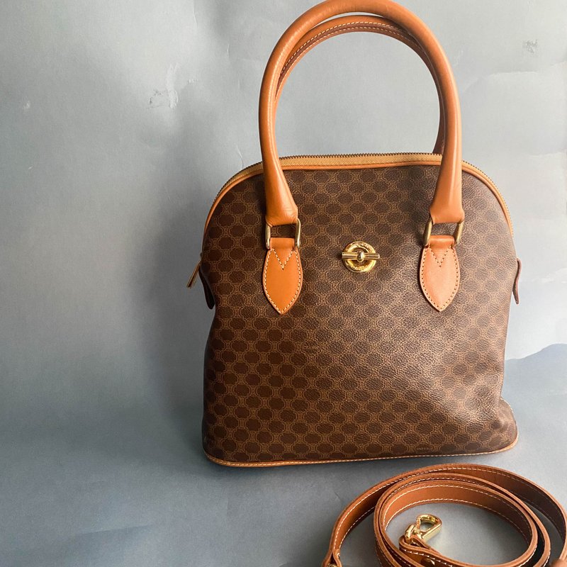 中古包Celine賽琳│老花│斜背包│手提包│側揹包│女友禮物 - 手提包/手提袋 - 真皮 咖啡色
