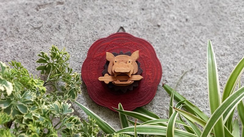 台南平安劍獅 // 圓形花雕掛飾 // 安心出貨SOP - 擺飾/家飾品 - 木頭 多色