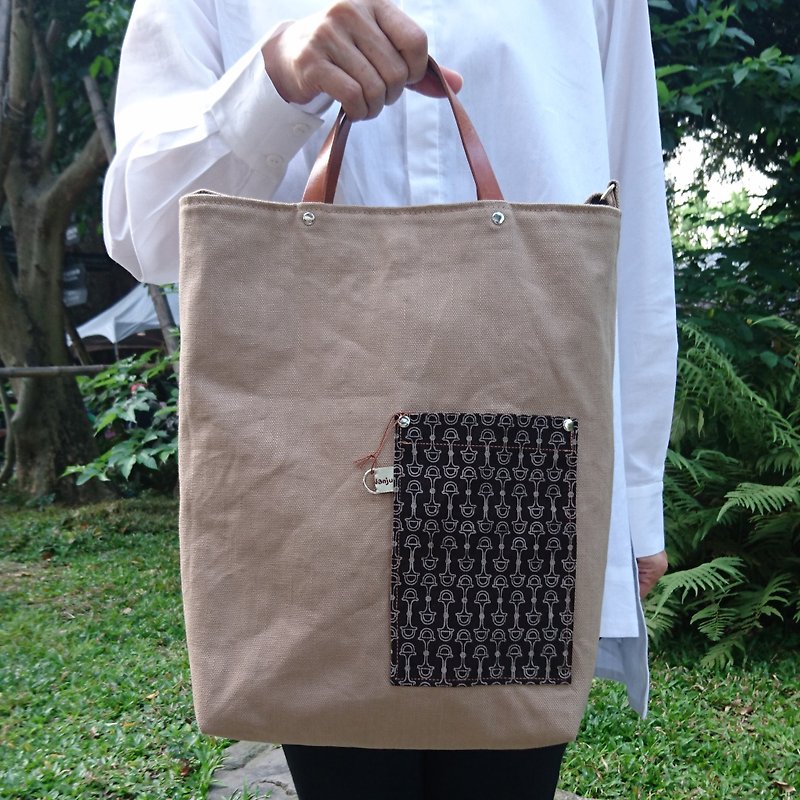 Coco Bell Canvas Double Bread / Wenqing Bag / Handbag / Shoulder Bag - Messenger Bags & Sling Bags - Cotton & Hemp Khaki