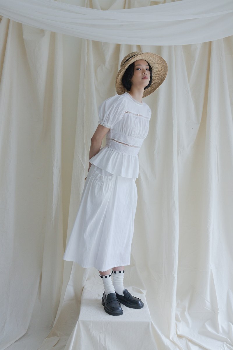 Lady Mendl's Lace Blouse 蕾絲澎袖上衣 White 雲朵白 - 女上衣/長袖上衣 - 其他人造纖維 白色