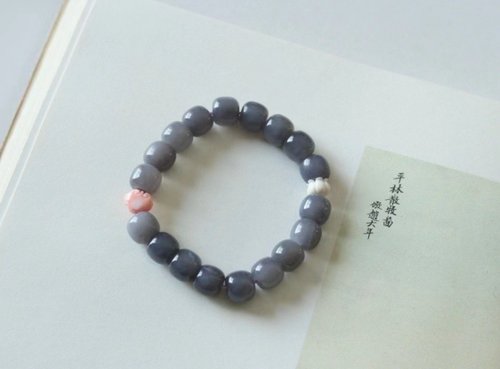 Angel's tears 天使之淚 Jewelry Design 天然和田玉 /和闐玉 原礦煙紫玉 珊瑚如意猛獁象牙玉蘭花設計手串