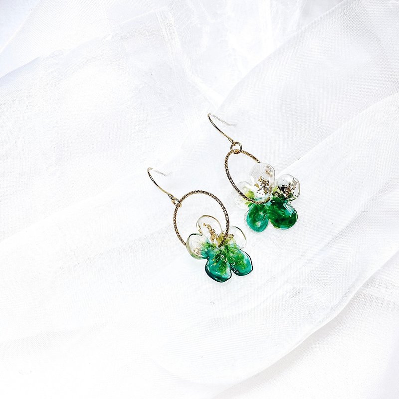 Pale Green • Embossed Handmade Earrings - Earrings & Clip-ons - Plants & Flowers 
