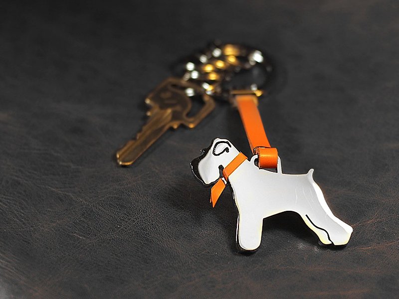 [Loveit] model stainless steel leather key ring - dog / cat - Keychains - Other Metals Multicolor