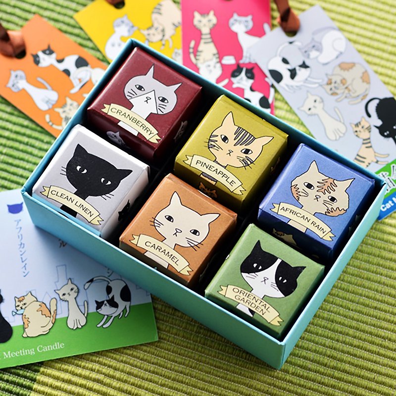 Cat meeting (aroma candle 6 pieces) - Candles & Candle Holders - Wax Multicolor