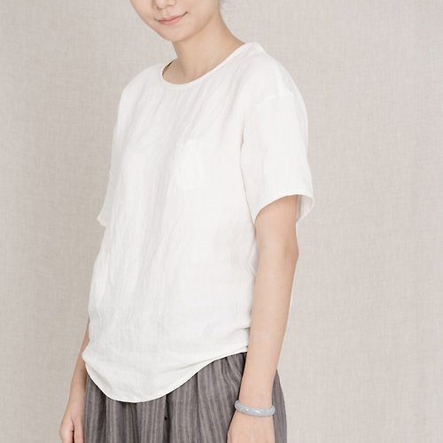 BUFU basic linen pocket shirt / white SH161018W - Shop BUFU zen of city ...